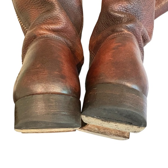 Frye Heath Outside Zip Leather Boots, Maple Brown, Sz 9 - Picture 11 of 16